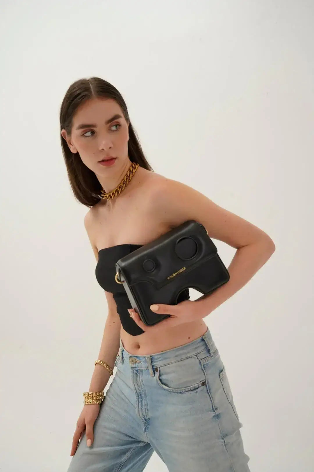 Falabella Noir Bag - Wagon Horse